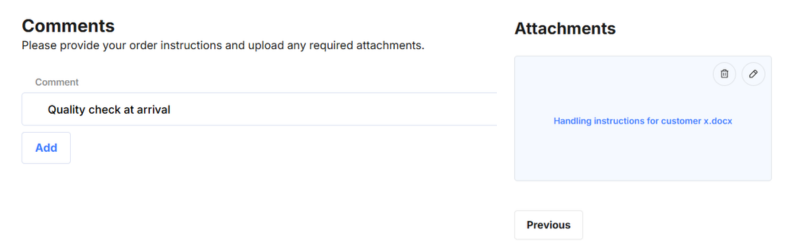 Order Entry - Comments