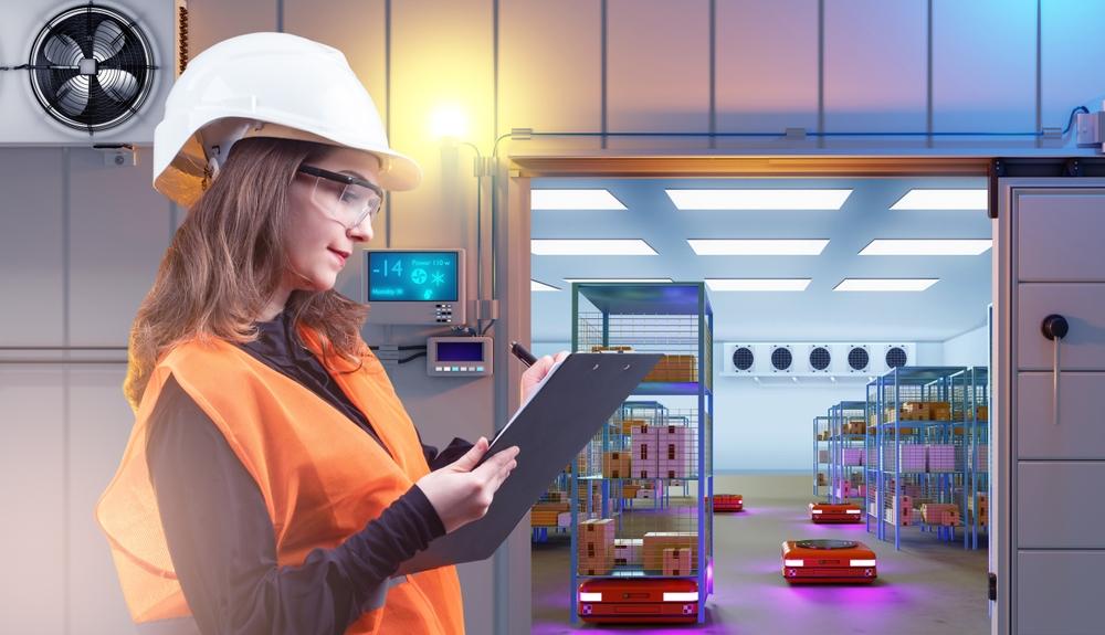 Woman with checklist in warehouse