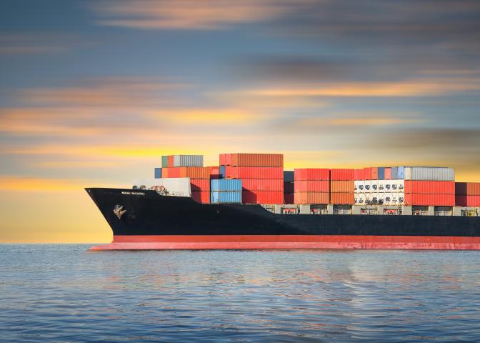 Ship with containers