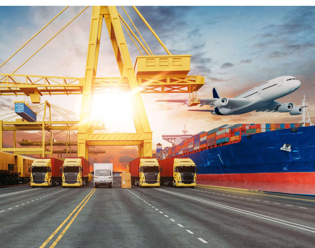 FMS port, trucks, vessel, airplaine