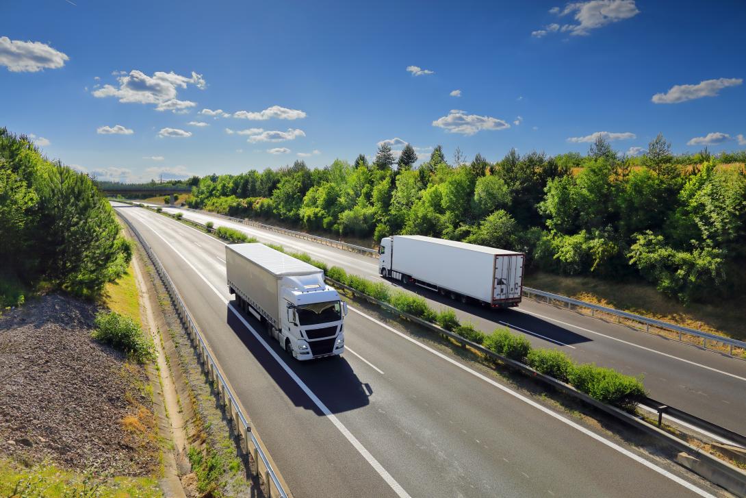 Trucks on road