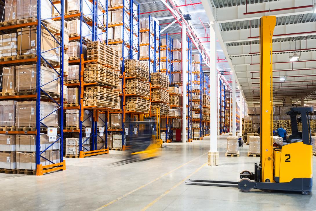 Warehouse and forklifts